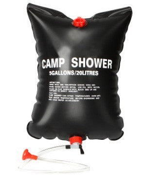 Black leak proof camp shower with red valve US camping