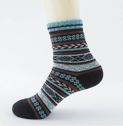 Thick striped rabbit hair blend socks women’s winter style