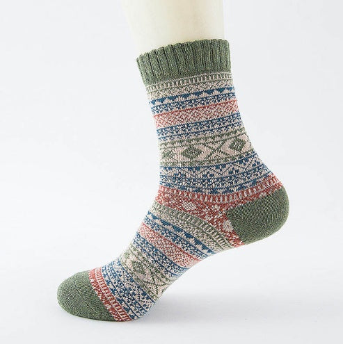 close-up thick knit stripe wool socks US