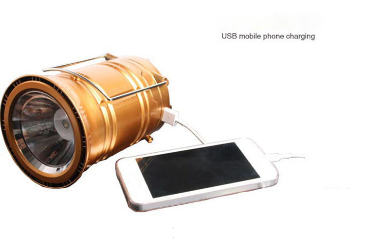 Portable solar camping lantern energy saving LED lamp with USB charging. 