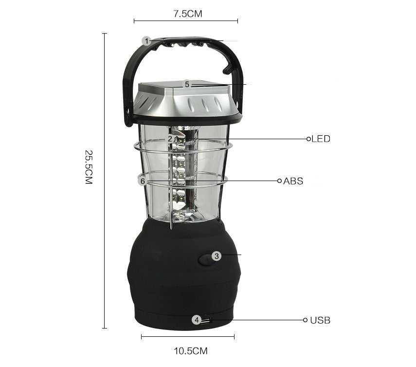Eco-friendly LED light—portable lantern for tent and travel with measurements