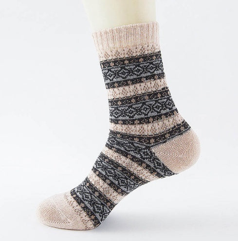 Thick striped rabbit hair blend socks UK women’s winter style