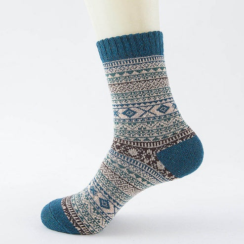 close-up wool thick knit stripe socks US
