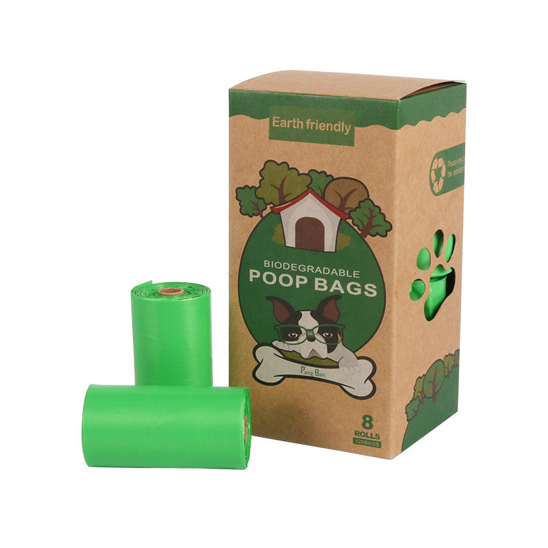 Box of biodegradable poop bags with green rolls for Canada trail