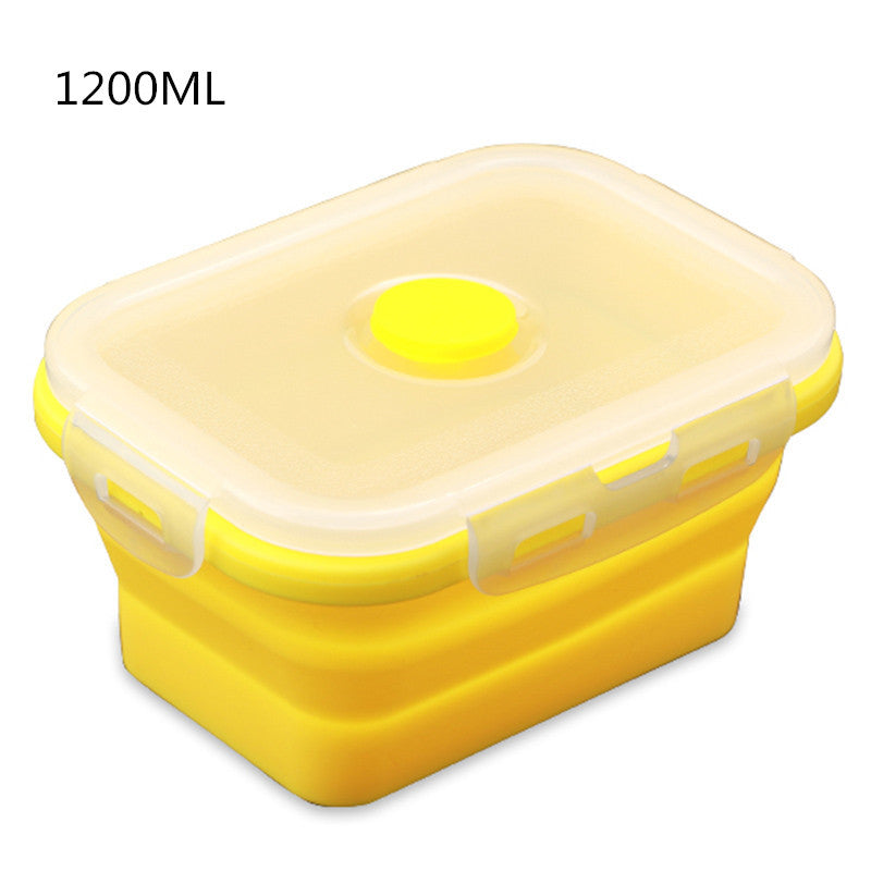 Yellow collapsible container with a lid on a white background, labeled '1200ML'.