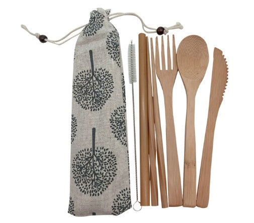 7-piece bamboo cutlery set for Australia outdoor picnic