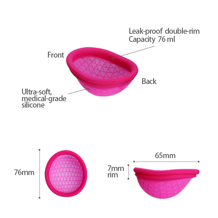 Reusable period cup silicone tray leak resistant sustainable hygiene