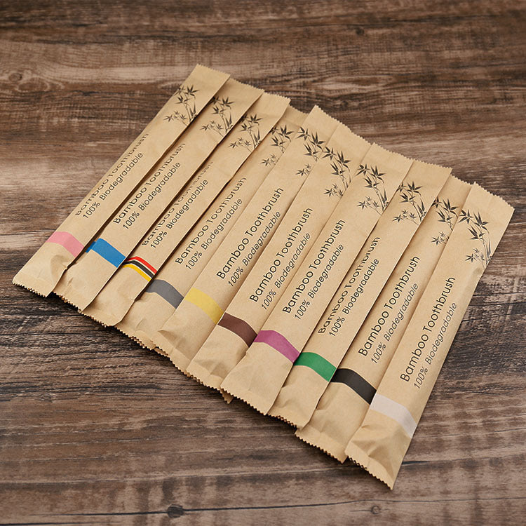 Eco bamboo toothbrush with soft charcoal bristles for sustainable daily oral care
