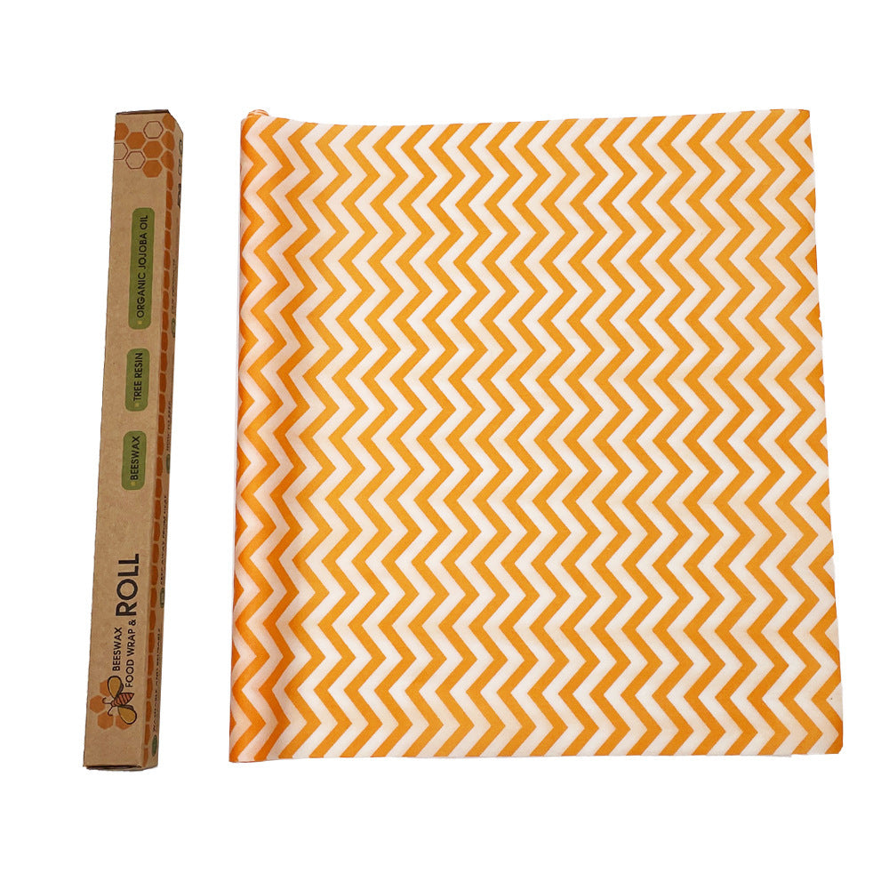 Orange and white zigzag patterned Beeswax food cloth reusable zero waste wrap roll size