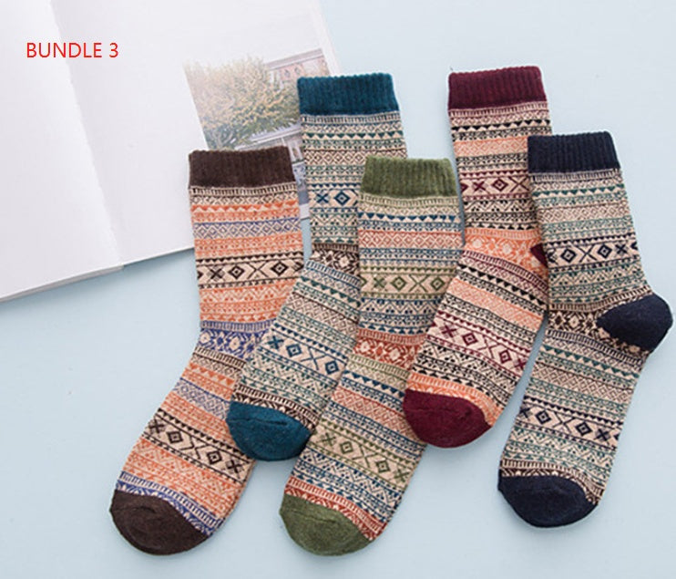 Striped wool winter socks thermoregulating, soft, and sustainable.