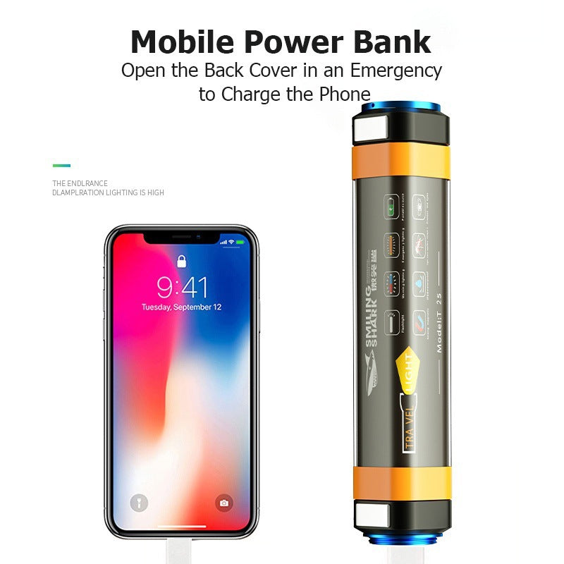 eco-friendly camping flashlight with long runtime & phone charging. 