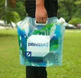 10 L collapsible water bag full and folded flat for travel gear