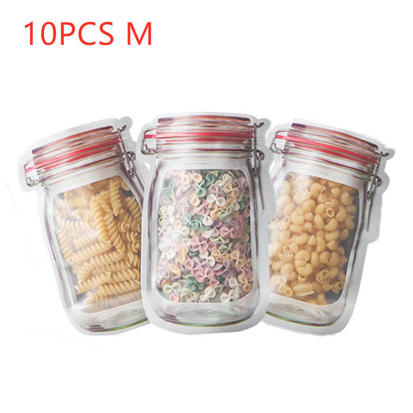 reusable waterproof storage bag containing different types of pasta.