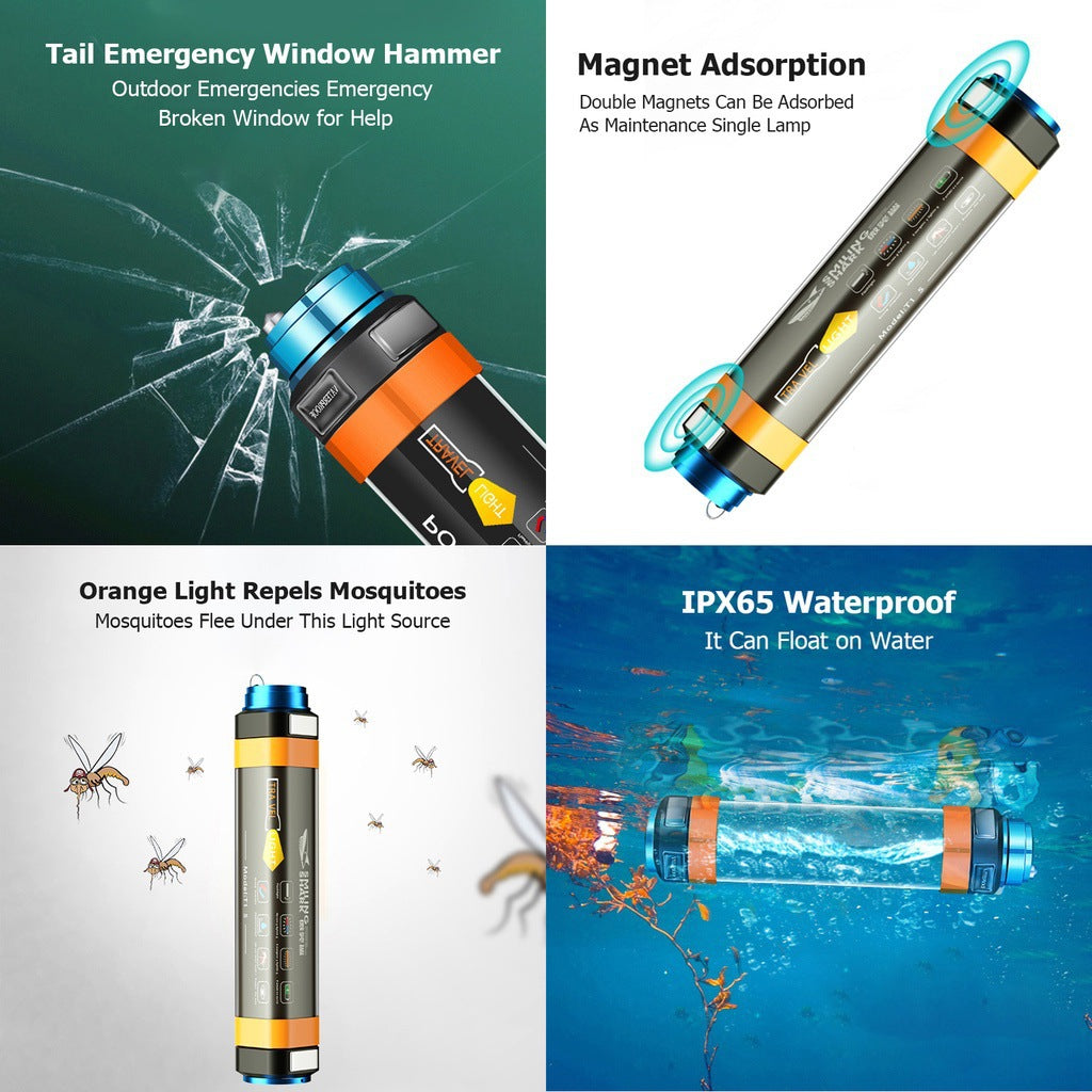 multifunction camping flashlight with USB power bank