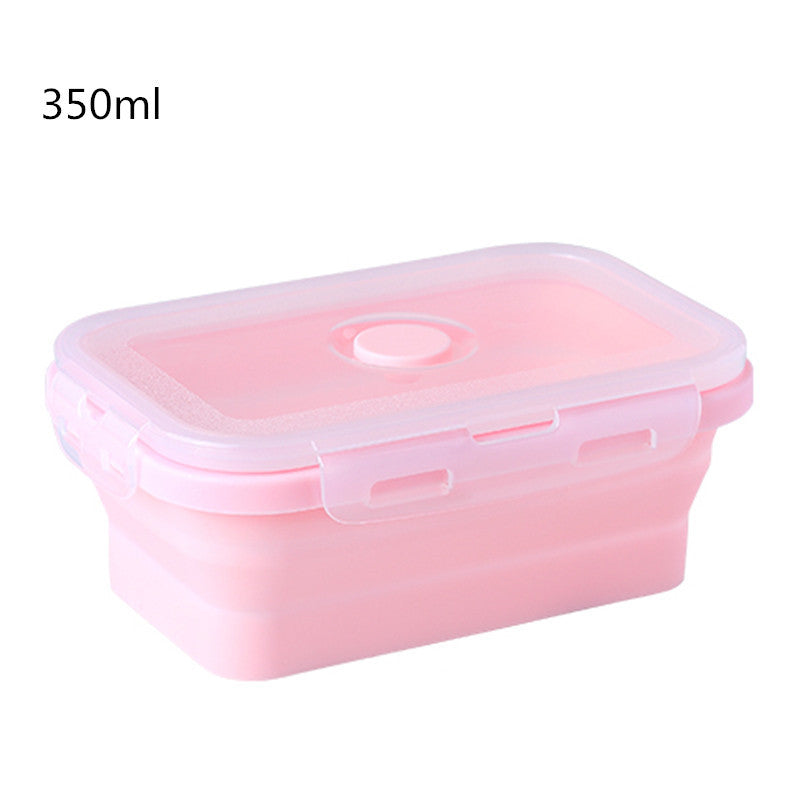 Pink silicone container with a lid on a white background, labeled '350ml'.