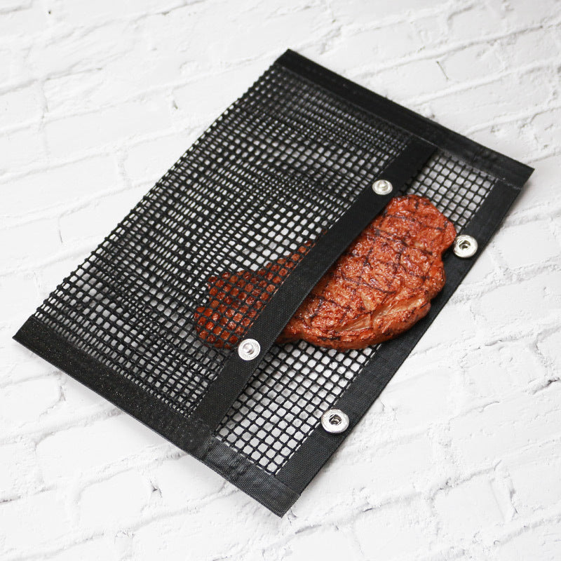 garden barbecue using mesh grill bag UK summer