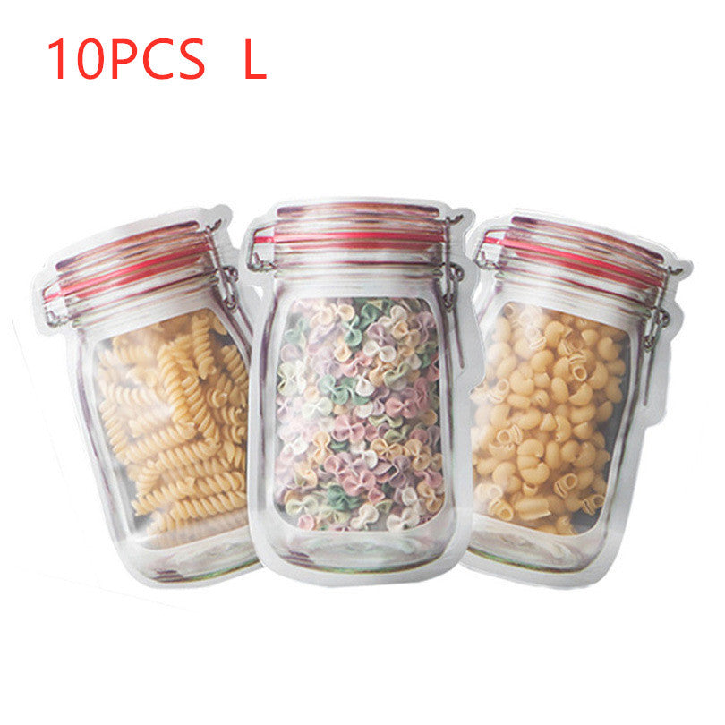 Three reusable waterproof storage bag containing different types of pasta.