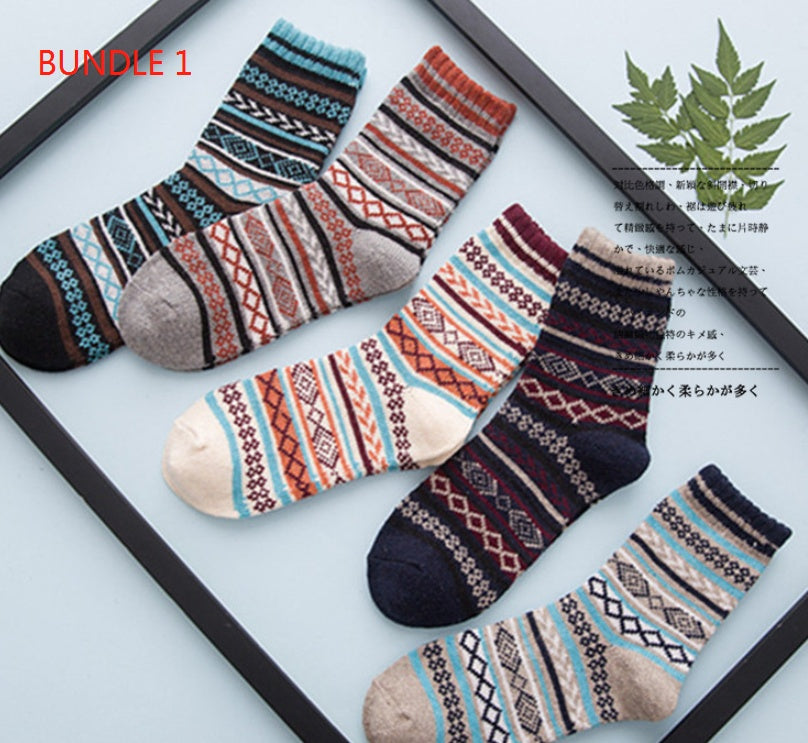Striped woo blend socks women's cozy cold weather wear