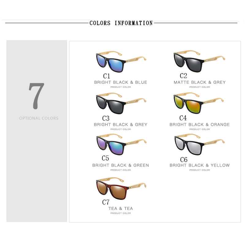 Chart showing different color options for Eco sunglasses with corresponding color codes.