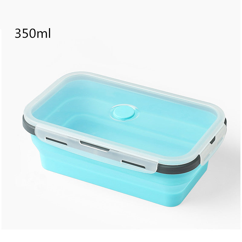 Blue silicone container with a white lid on a light gray background