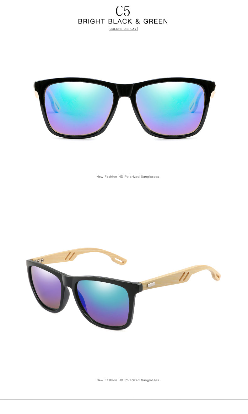 UV400 bamboo sunglasses square shape hiking gear US