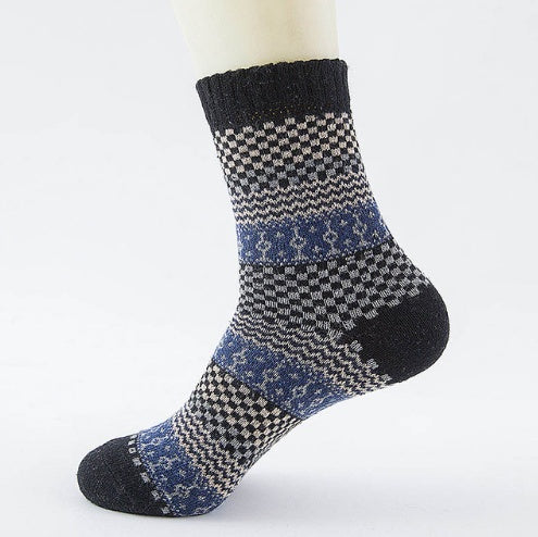 Thick striped wool blend socks Canada cozy cold weather wear