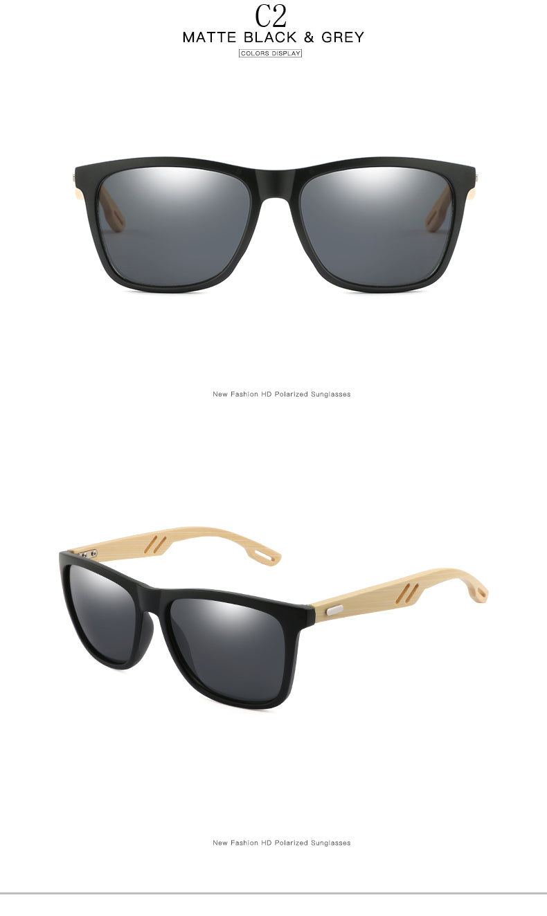 Two pairs of sunglasses with black frames and gray lenses..