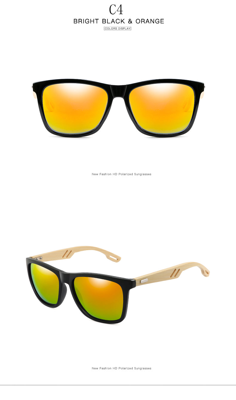 Two pairs of bamboo wood sunglasses colorful finish summer style