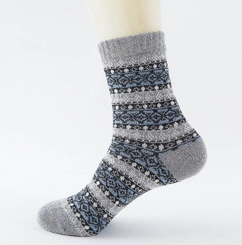 Thick striped rabbit hair blend socks men’s winter style