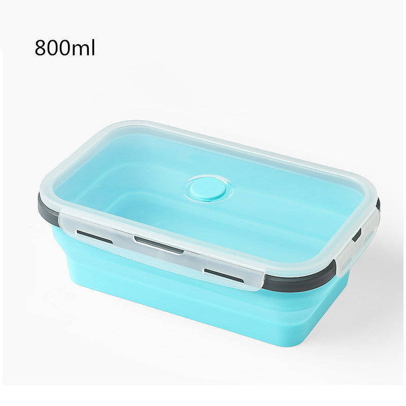 Blue silicone container with a white lid on a light gray background