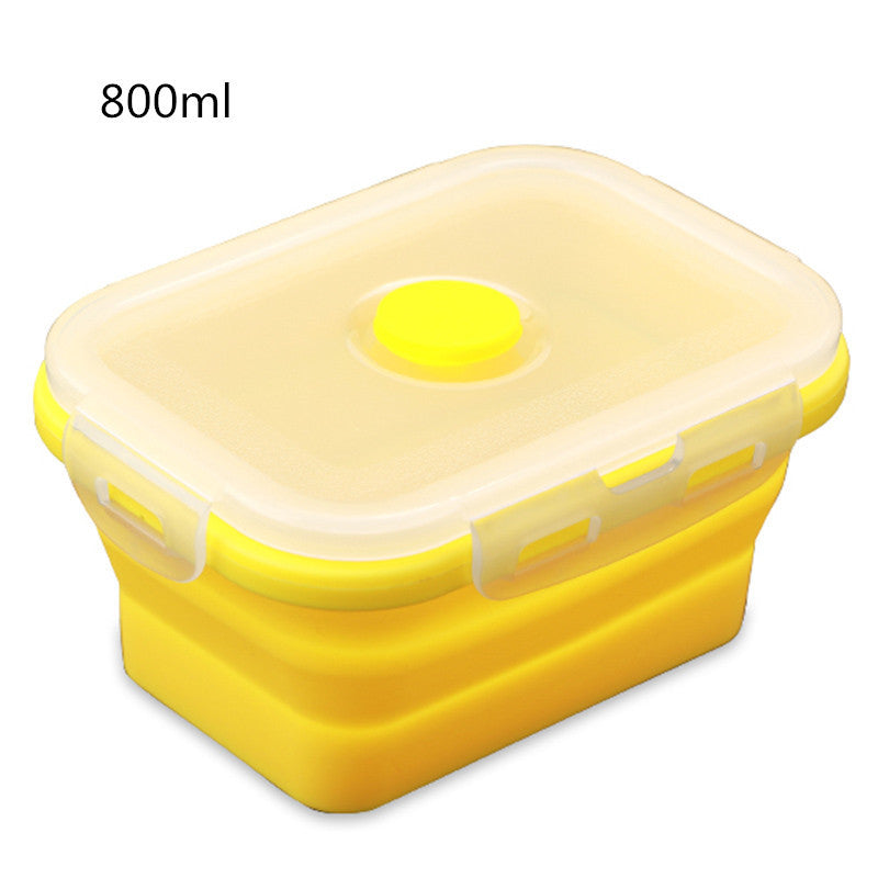 Yellow collapsible container with a lid on a white background, labeled '800ml'.