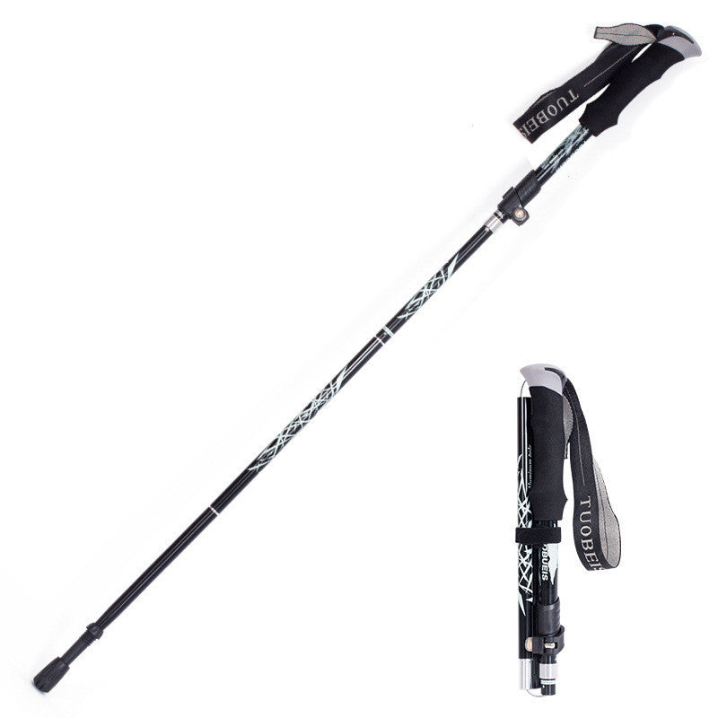 Pair of black and silver hiking poles on a white background NZ.