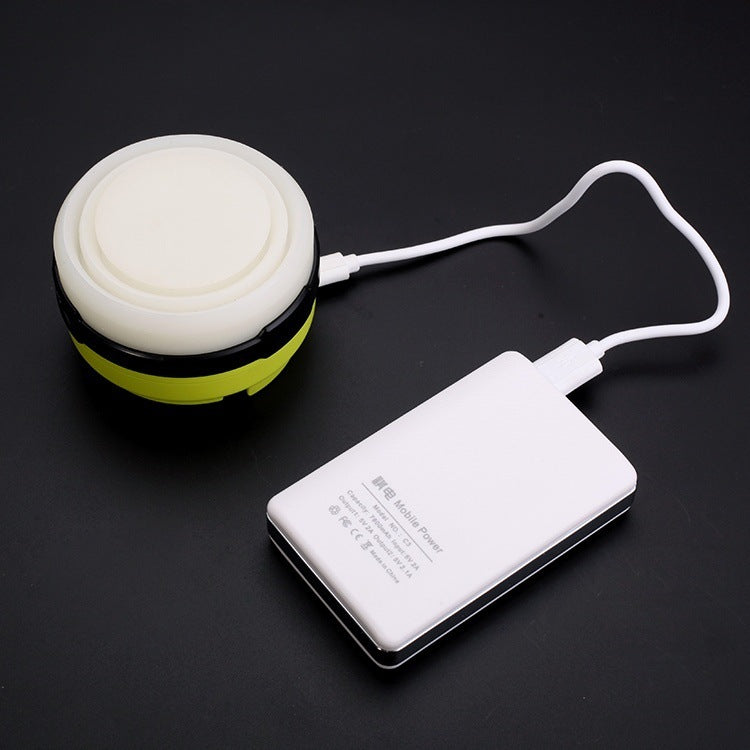 Waterproof solar silicone lantern with USB backup for camping