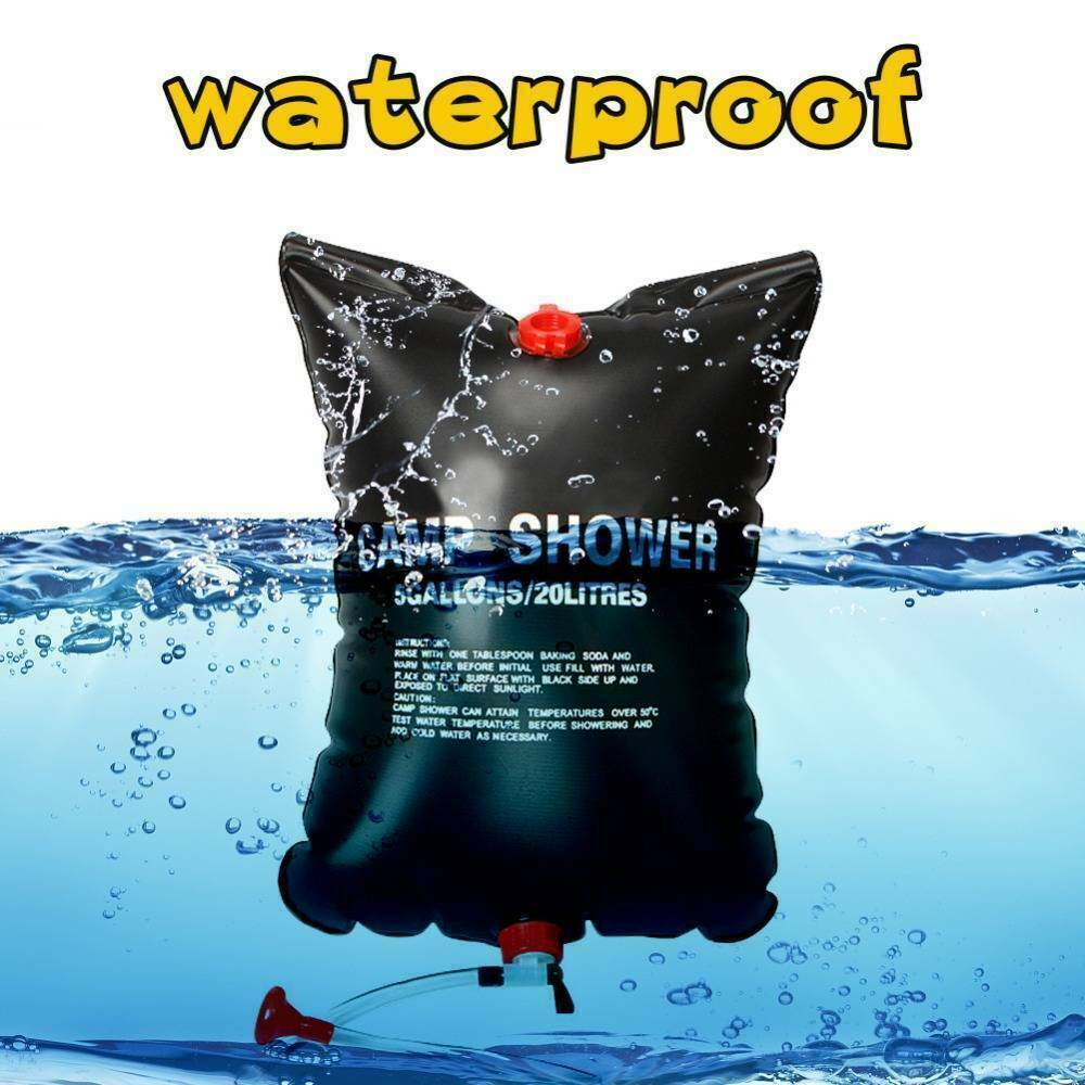 Black eco camping shower bag, New Zealand waterproof gear