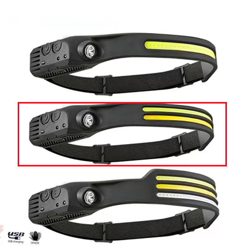 Black headlamp with yellow accents Australia outdoors 