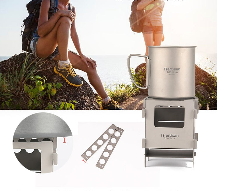 Foldable titanium stove assembled Australia outdoors