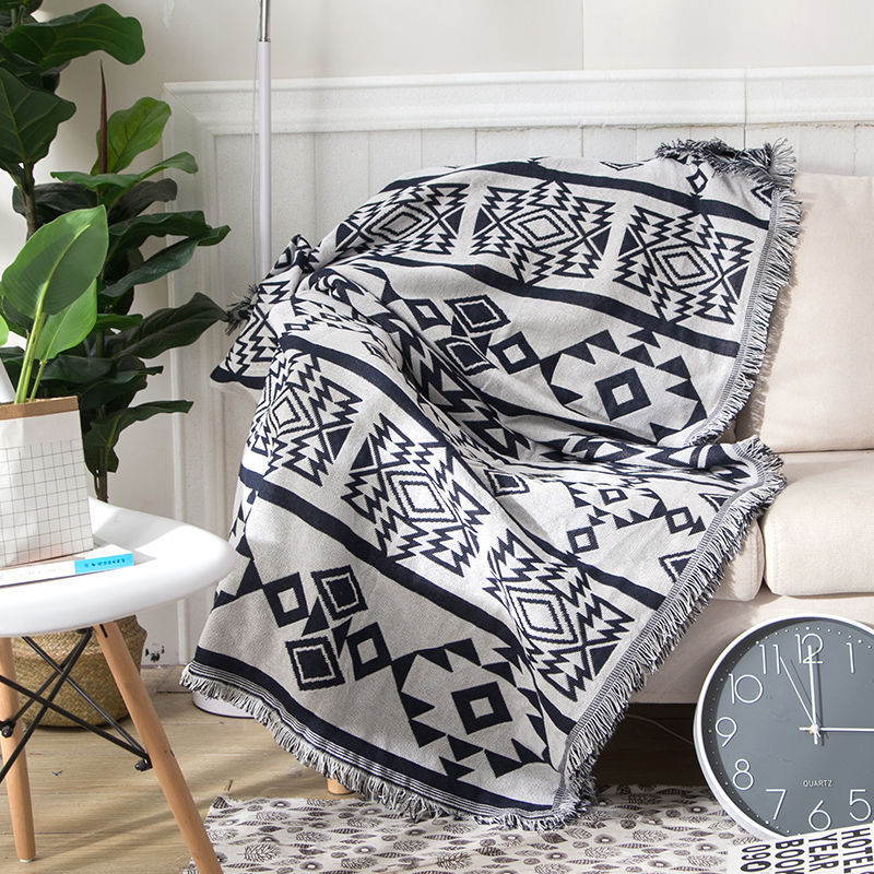 cotton geometric knit blanket US cozy throw