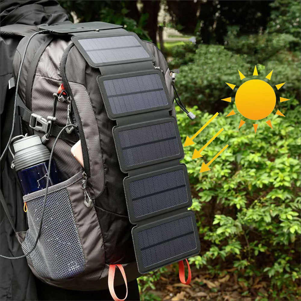 compact folding solar panel charger in backpack US ready for eco adventure