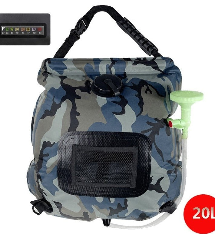 Camouflage-patterned portable outdoor solar shower bag