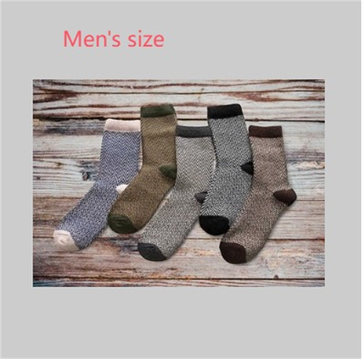 Striped wool winter socks for outdoor camping and trekking.