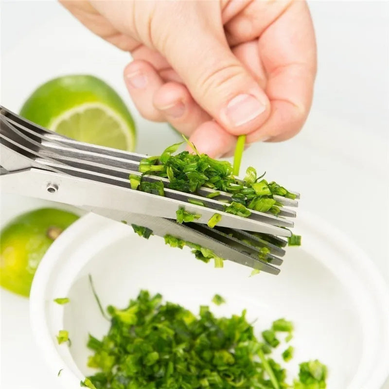 multi-blade scissors cutting green onions eco style