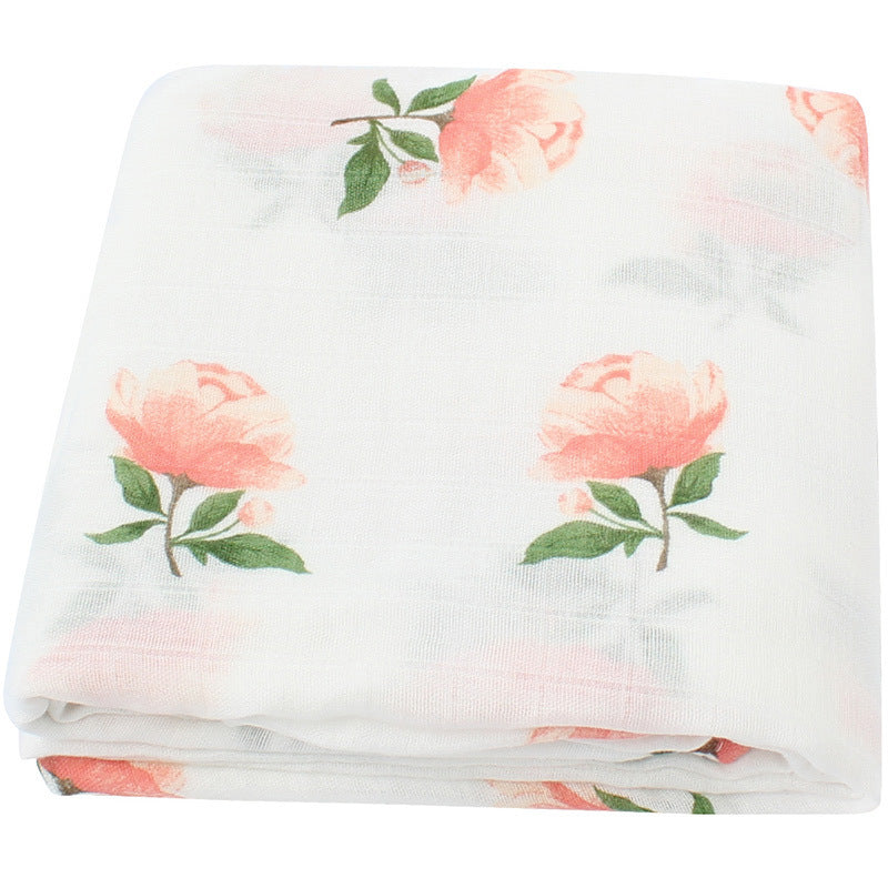 Eco organic cotton swaddle blanket ideal for baby on outdoor for camping—soft, breathable & packable.