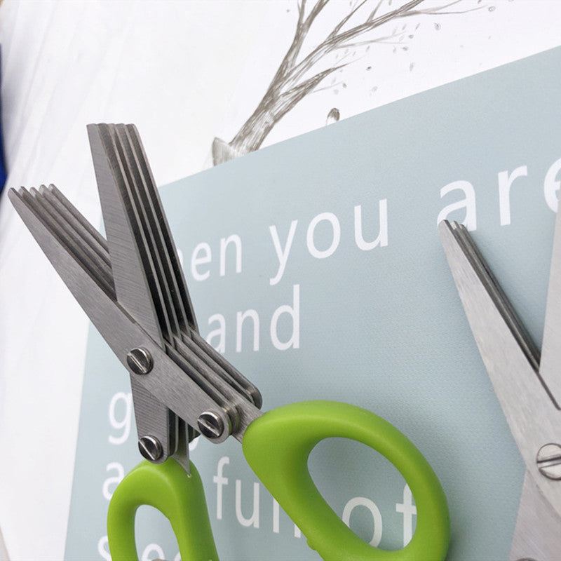 multi-blade scissors cutting green onions eco style