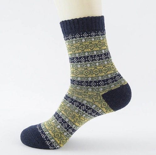 Thick striped rabbit hair blend socks women’s winter style