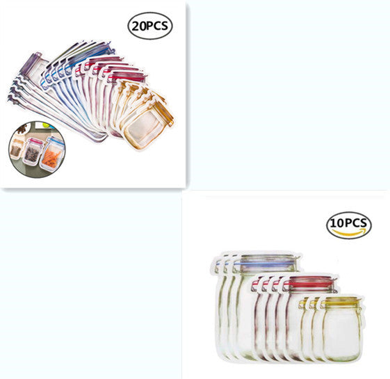 Set of reusable waterproof storage bag.