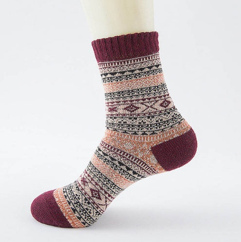 Thick striped wool blend socks assorted colors