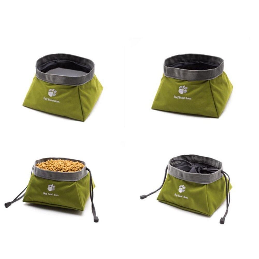 Waterproof collapsible pet bowl US dog drinking outdoors