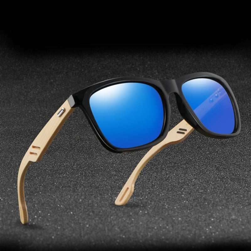 colorful square bamboo sunglasses UV protection US street style