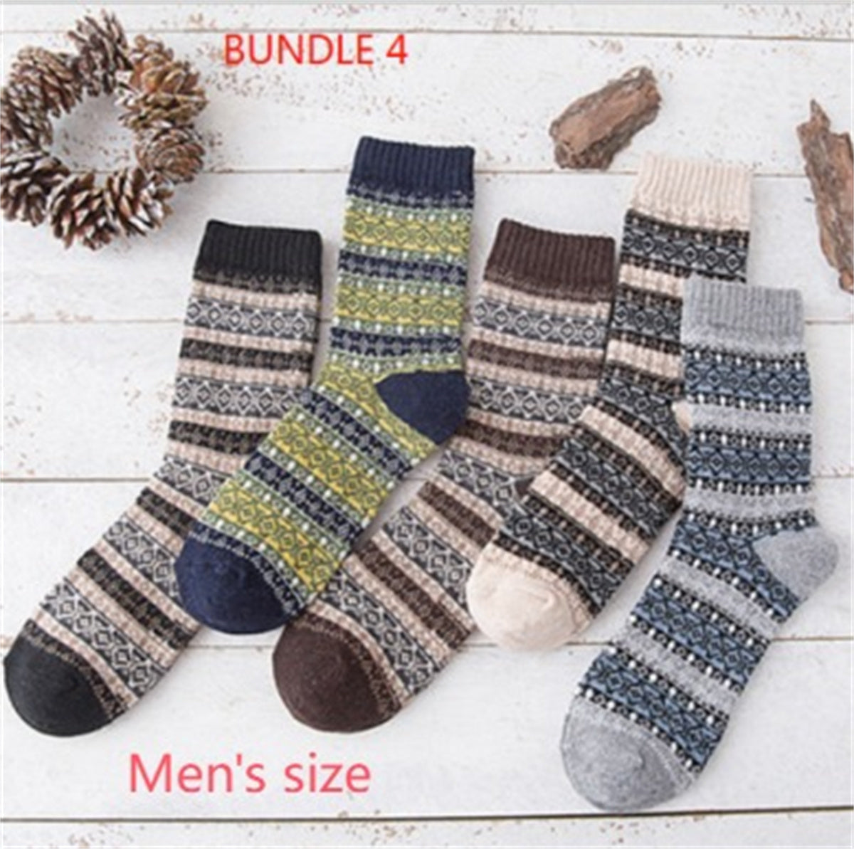 Striped wool winter socks for outdoor  trekking, soft and sustainable