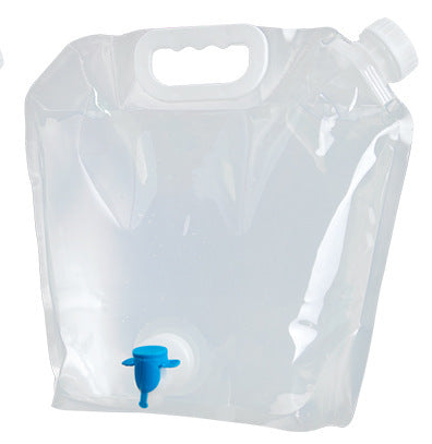 Clear plastic water bag with a blue valve reusable water bag US trekking kit